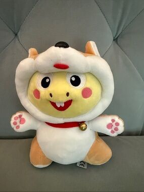 VIPKid Dino Plush in Shiba Inu dog costume. Like new!